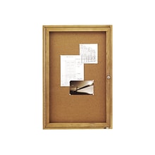 Quartet Cork Enclosed Bulletin Board, Oak Frame, 3 x 2 (363)