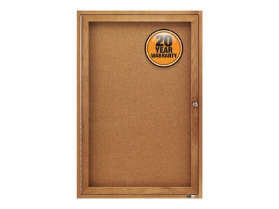 Quartet Cork Enclosed Bulletin Board, Oak Frame, 3' x 2' (363)