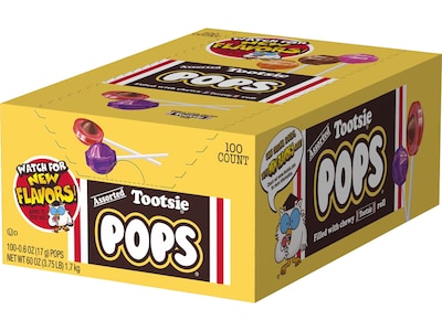 Tootsie Roll Pops Lollipops, Assorted Flavors, 60 oz., 100 Pieces (TOO508)