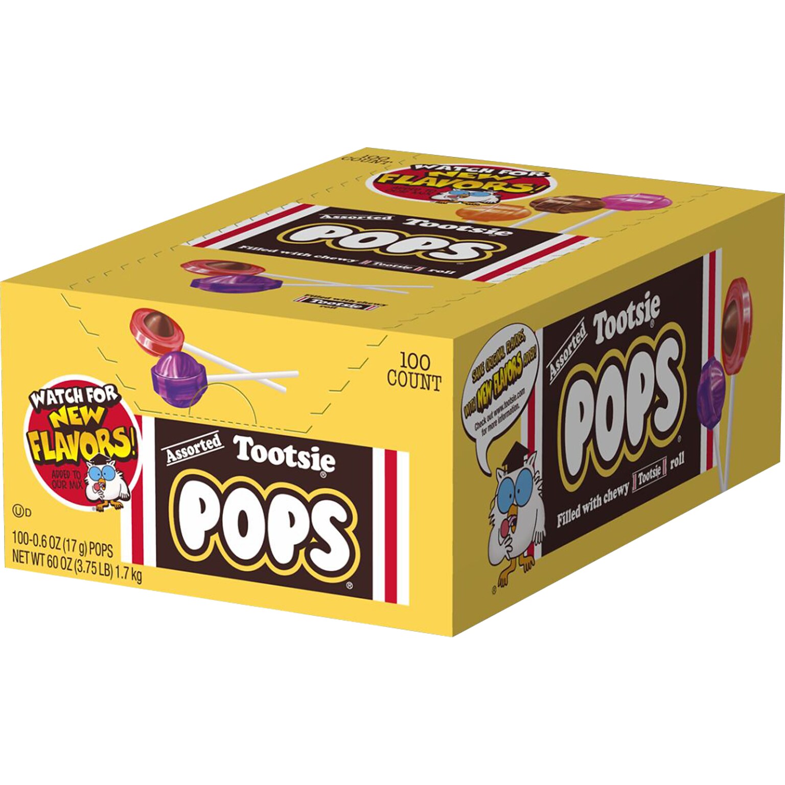 Tootsie Roll Pops Lollipops, Assorted Flavors, 60 oz., 100 Pieces (TOO508)