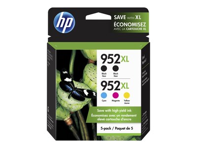 Hp 952xl Black Cyan Magenta Yellow Ink Cartridges High Yield 5 Pack 6za00an 140 Quill Com