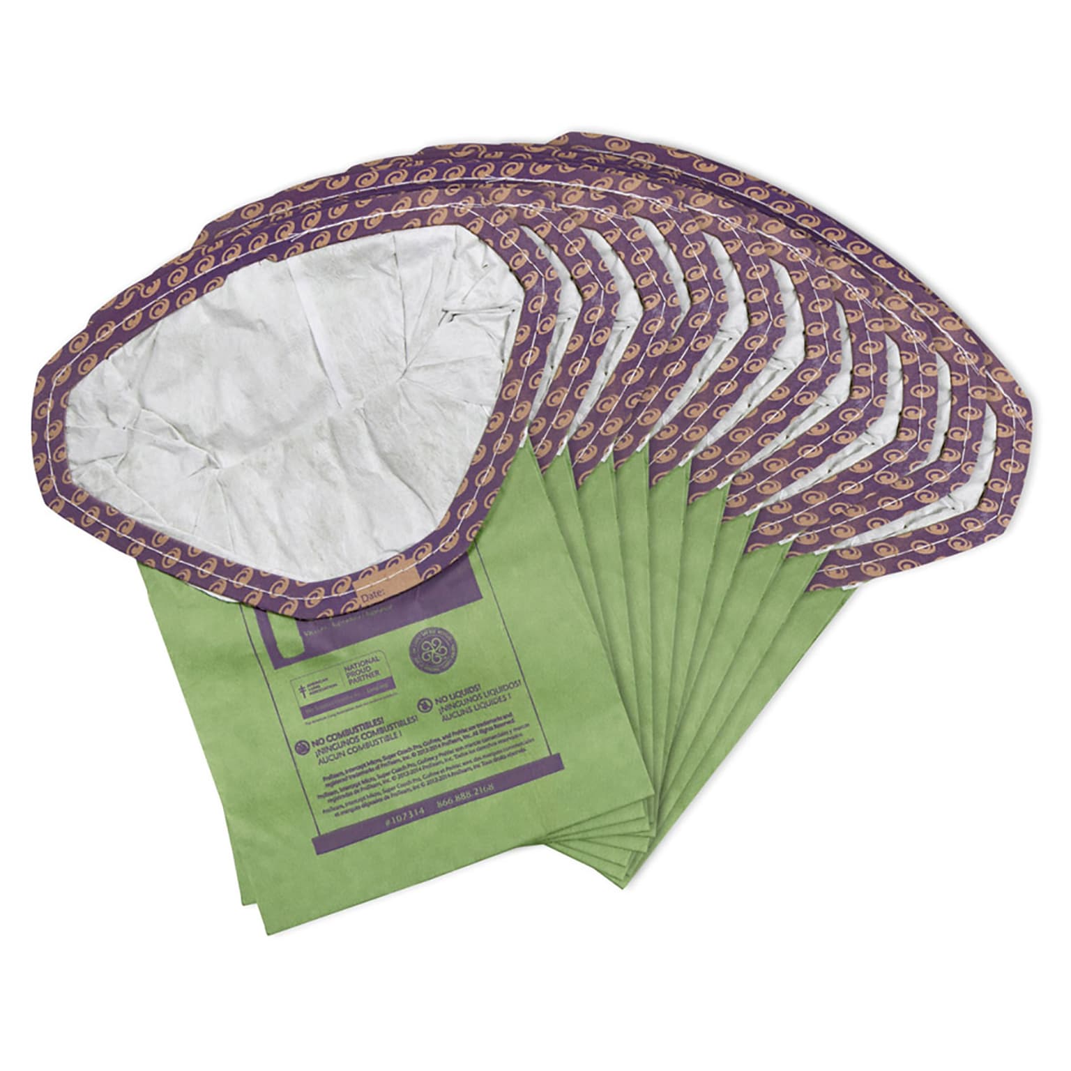 ProTeam Intercept Micro Filter Bags, Green/Purple, 10/Pk (107314)