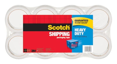 Scotch® Heavy Duty Shipping Packing Tape, 1.88 x 54.6 yds., Clear, 8 Rolls (3850-6-2BR)