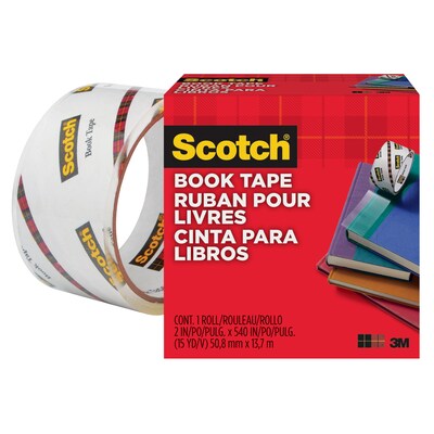Scotch Book Transparent Tape, 2 x 15 yds., 3 Core, 1-Pack (845-200)