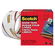 Scotch® Book Transparent Tape, 2 x 15 yds., 3 Core, 1 Roll (845-200)