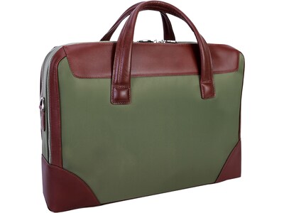 McKleinUSA N Series HARPSWELL Nylon Pocket Briefcase, Green/Brown (18561)