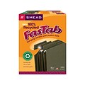 Smead FasTab Recycled Hanging File Folder, 1/3 Cut, Letter Size, Standard Green, 20/Box (64037)