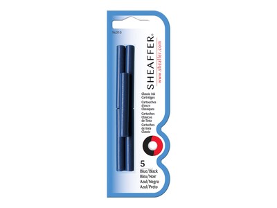 Sheaffer Skrip Fountain Cartridge Pen Refills, Blue/Black Ink, 5/Pack (96310)