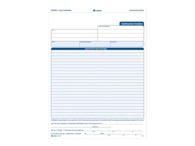 Adams 3-Part Carbonless Contractors Invoice Forms, 8.5"W x 11.44"L, 100/Pack (ABF NC3822)