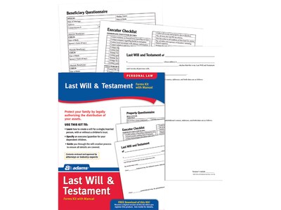 Adams Preprinted Wills Forms, 11H x 8.5W (K307)