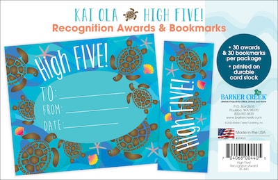 Barker Creek Kai Ola High Five Awards & Bookmarks, 30/Pack (BC440)