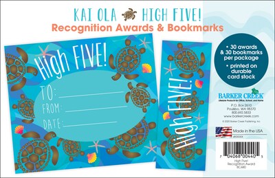 Barker Creek Kai Ola High Five Awards & Bookmarks Set, 8.5 x 5.5”, Multicolored, 30/Pack (BC440)