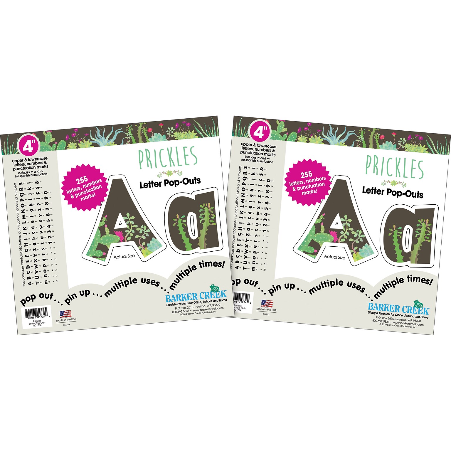 Barker Creek Petals & Prickles  4 Letters and Numbers, Multicolored, 510/Pack (BC3996)