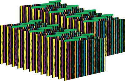 Barker Creek Neon Stripe Letter-Size File Folders, 24/Set (BC3966)