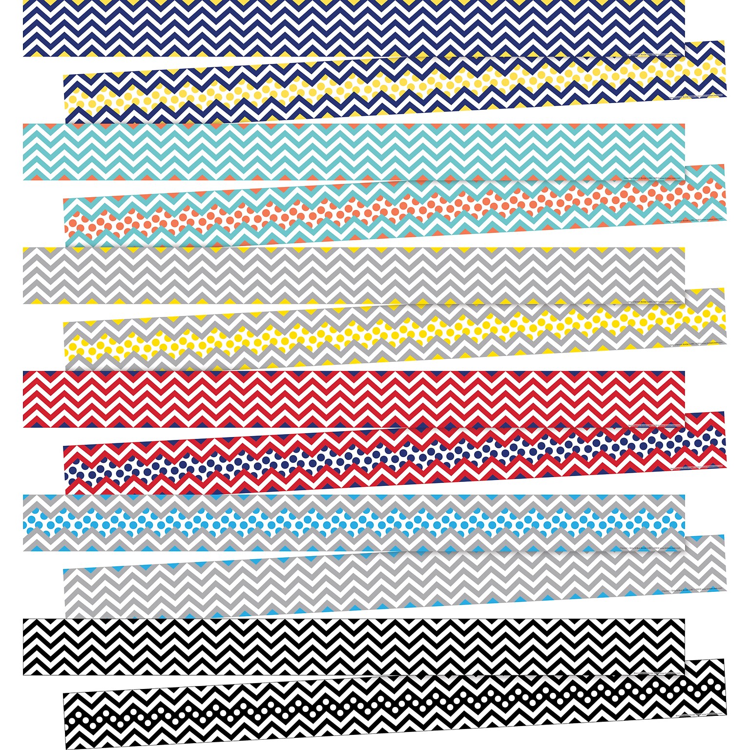 Barker Creek Double-Sided Border Set, 35 x 3, Chevron, 6 designs, 72/Set (BC4000)