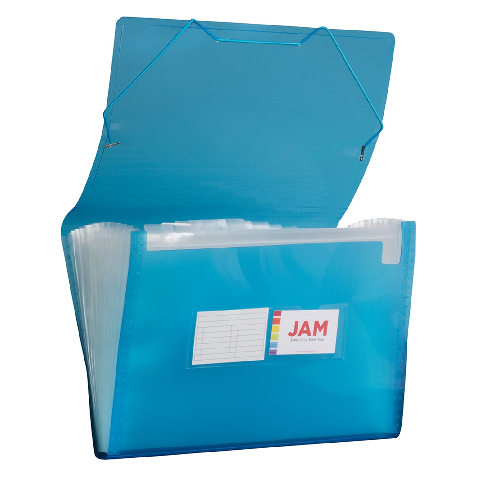 JAM Paper® 13 Pocket Plastic Expanding File, Accordion Folders, Legal Size, 10 x 15, Blue, Sold Individually (419EX13BU)