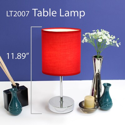 All the Rages Simple Designs LT2007-RED Chrome Table Lamp Shade, Red