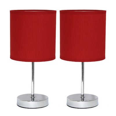 Simple Designs Incandescent Mini Table Lamp Set, Red (LT2007-RED-2PK)