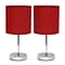 Simple Designs Incandescent Mini Table Lamp Set, Red (LT2007-RED-2PK)
