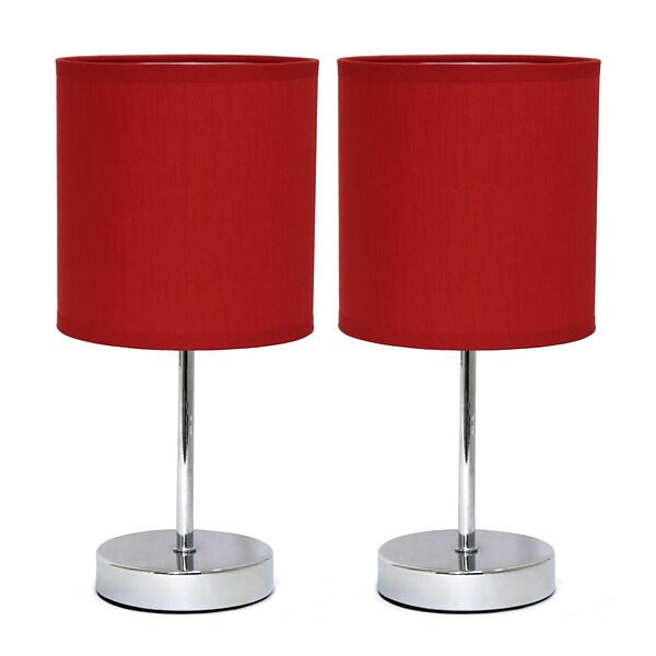 Simple Designs Incandescent Mini Table Lamp Set, Red (LT2007-RED-2PK)