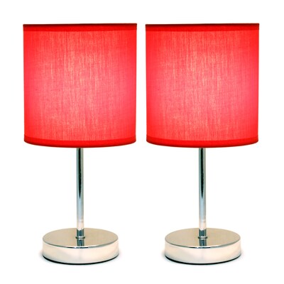 Simple Designs Incandescent Mini Table Lamp Set, Red (LT2007-RED-2PK)