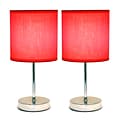 Simple Designs Incandescent Mini Table Lamp Set, Red (LT2007-RED-2PK)