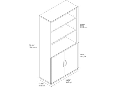 Bush Business Furniture Westfield 73H 5-Shelf Bookcase with Adjustable Shelves, Mocha Cherry Wood (