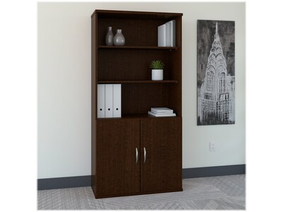 Bush Business Furniture Westfield 73"H 5-Shelf Bookcase with Adjustable Shelves, Mocha Cherry Wood (SRC103MR)