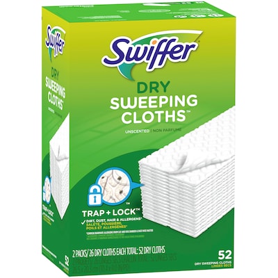 Swiffer Sweeper Dry Sweeping Microfiber Pads, Unscented, 52/Pack (2728764)