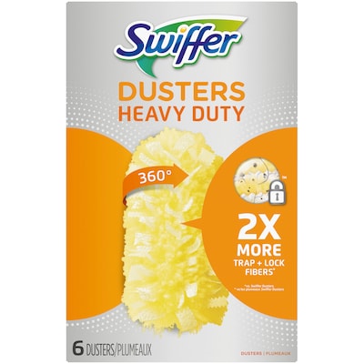 Swiffer Dusters Starter Blend Kit PLUS Heavy Duty Duster Cloth Refills, Yellow, 6/Pack