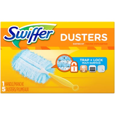 Swiffer Dusters Starter Blend Kit PLUS Heavy Duty Duster Cloth Refills, Yellow, 6/Pack