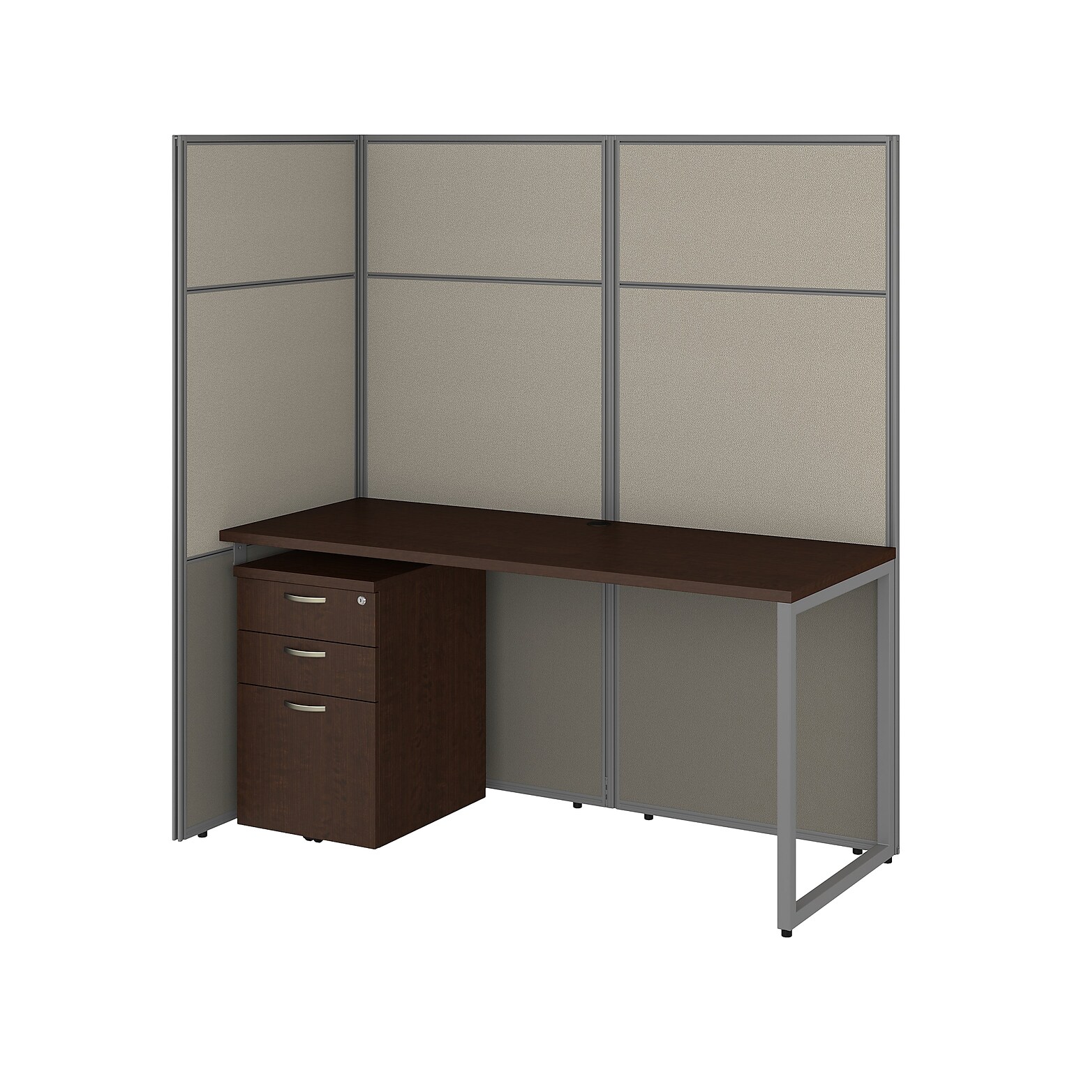 Bush Business Furniture Easy Office 60W Cubicle Desk with File and 66H Open Panels Workstation, Mocha Cherry (EODH16SMR-03K)