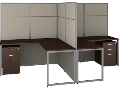 Bush Business Furniture Easy Office 66.34H x 119W 2 Person T-Shaped Cubicle Panel Workstation, Moc