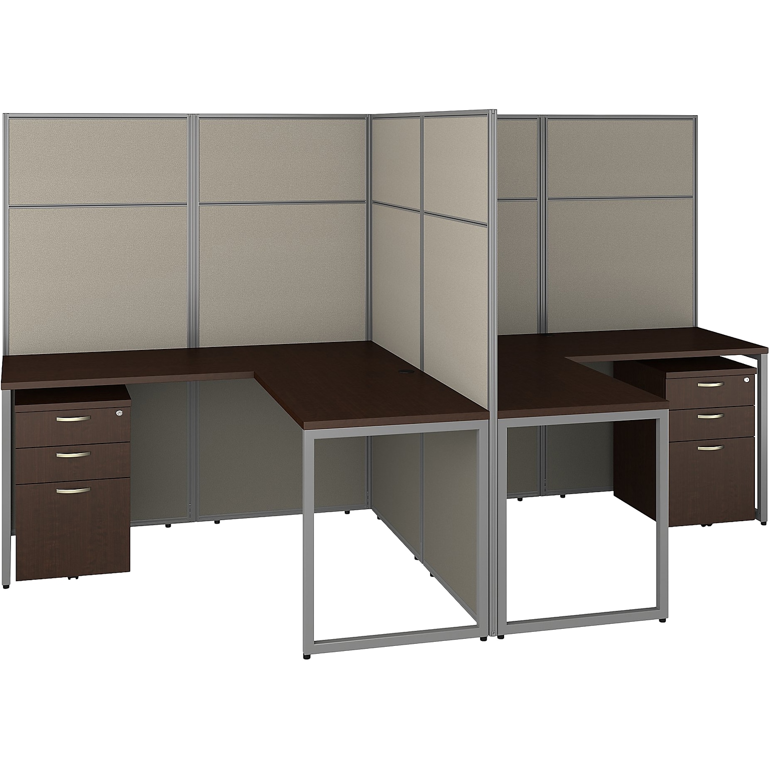 Bush Business Furniture Easy Office 66.34H x 119W 2 Person T-Shaped Cubicle Panel Workstation, Mocha Cherry (EODH56SMR-03K)