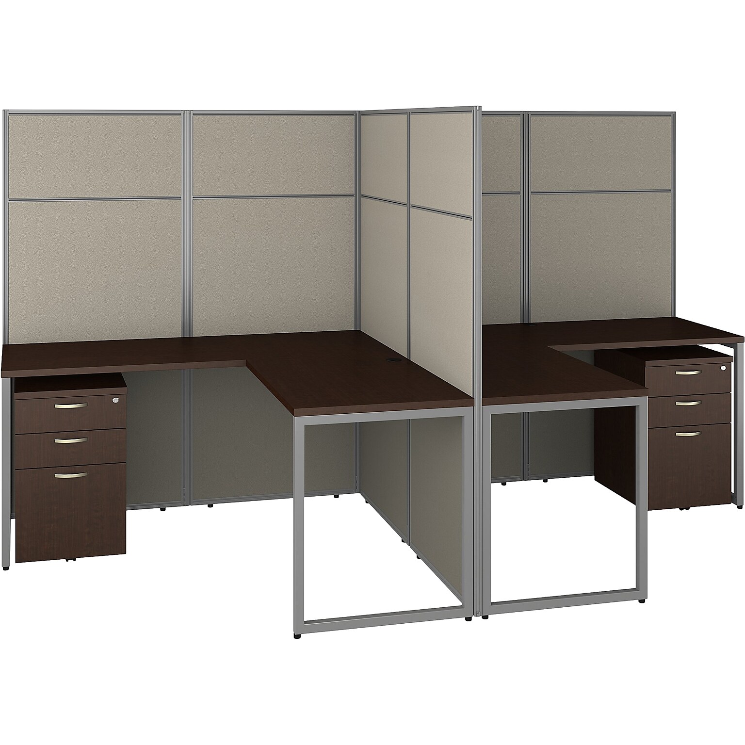 Bush Business Furniture Easy Office 66H x 119W 2 Person T-Shaped Cubicle Panel Workstation, Mocha Cherry (EODH56SMR-03K)
