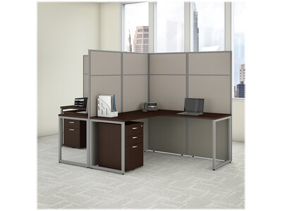 Bush Business Furniture Easy Office 66.34"H x 119"W 2 Person T-Shaped Cubicle Panel Workstation, Mocha Cherry (EODH56SMR-03K)