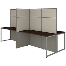 Bush Business Furniture Easy Office 66.34H x 119W 4 Person Back to Back Cubicle Workstation, Mocha