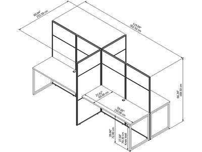 Bush Business Furniture Easy Office 66H x 119W 4 Person Back to Back Cubicle Workstation, Mocha Ch