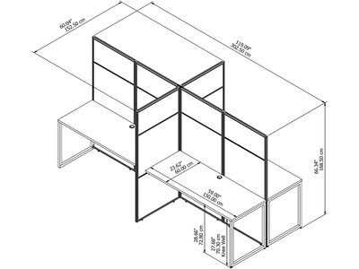 Bush Business Furniture Easy Office 66.34H x 119W 4 Person Back to Back Cubicle Workstation, Mocha