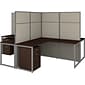 Bush Business Furniture Easy Office 66.34"H x 119"W 4 Person T-Shaped Cubicle Panel Workstation, Mocha Cherry (EODH76SMR-03K)