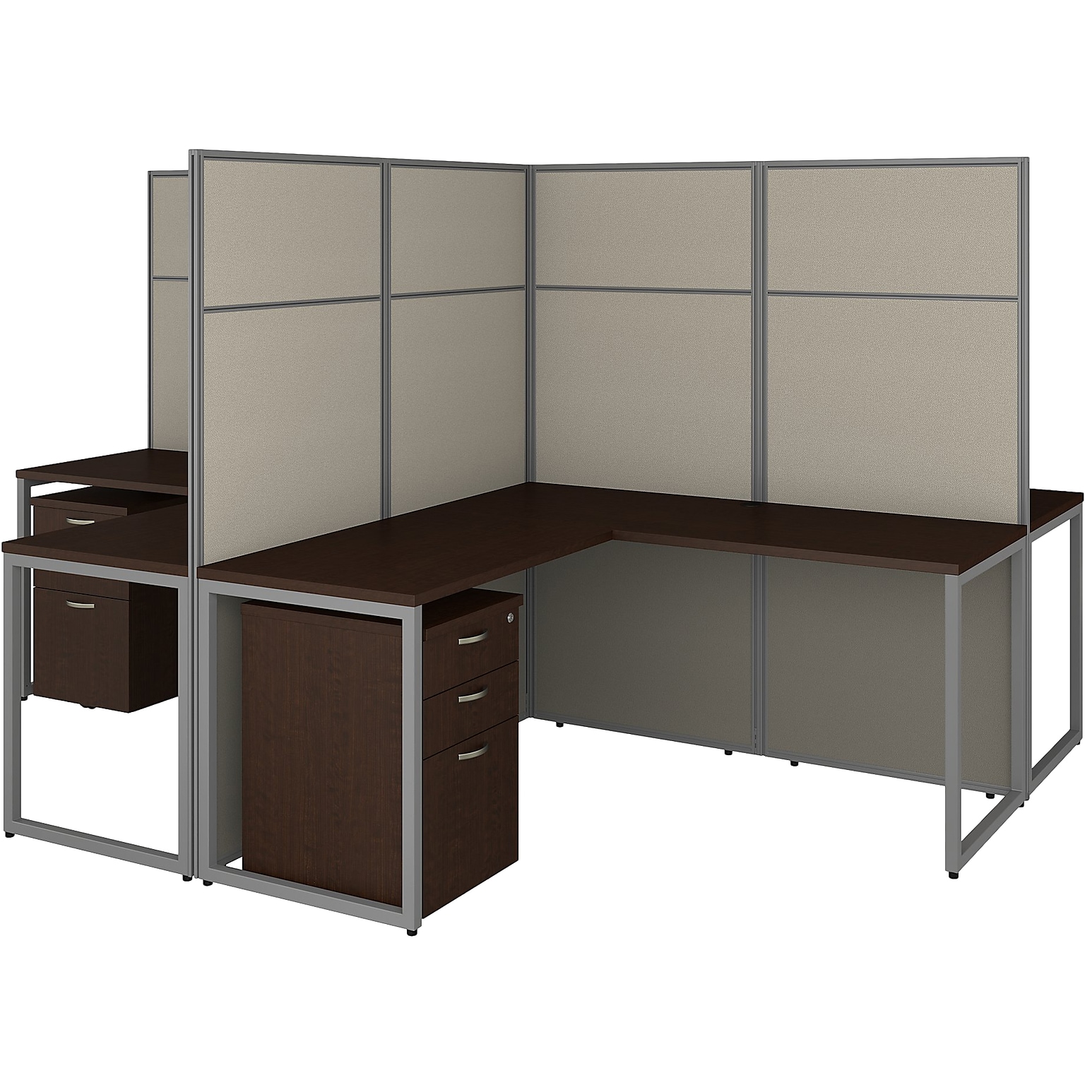 Bush Business Furniture Easy Office 66H x 119W 4 Person T-Shaped Cubicle Panel Workstation, Mocha Cherry (EODH76SMR-03K)