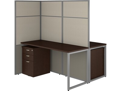 Bush Business Furniture Easy Office 66.34"H x 60"W 2 Person Back to Back Cubicle Panel Workstation, Mocha Cherry (EODH46SMR-03K)