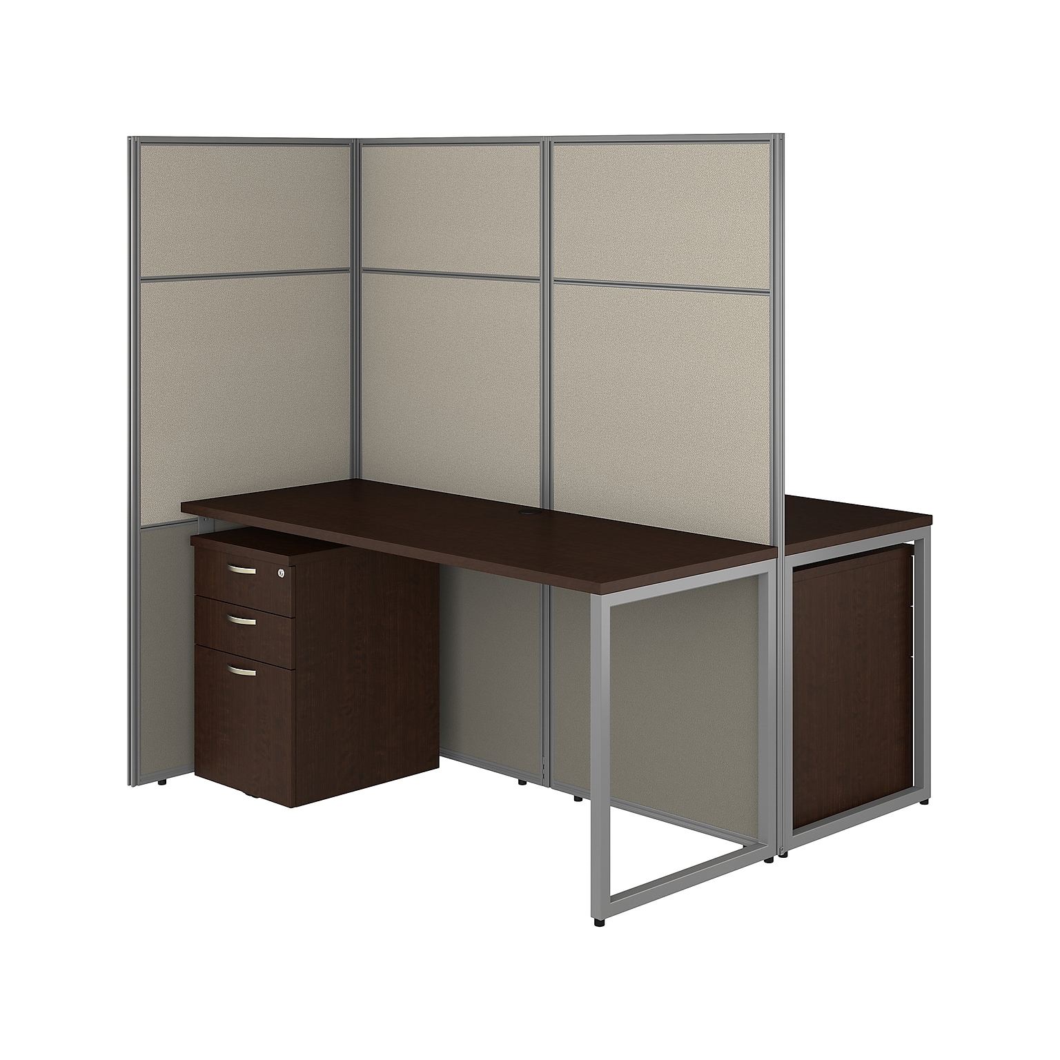 Bush Business Furniture Easy Office 66.34H x 60W 2 Person Back to Back Cubicle Panel Workstation, Mocha Cherry (EODH46SMR-03K)