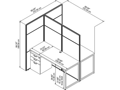 Bush Business Furniture Easy Office 66.34H x 60W 2 Person Back to Back Cubicle Panel Workstation,
