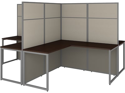 Bush Business Furniture Easy Office 66.34H x 119W 4 Person T-Shaped Cubicle Workstation, Mocha Che