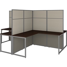 Bush Business Furniture Easy Office 66.34H x 119W 4 Person T-Shaped Cubicle Workstation, Mocha Che