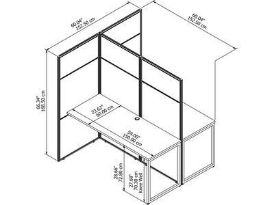 Bush Business Furniture Easy Office 66.34H x 60W 2 Person Back to Back Cubicle Workstation, Mocha