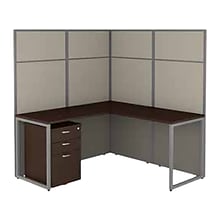 Bush Business Furniture Easy Office 66.34H x 60W L-Shaped Cubicle Panel Workstation, Mocha Cherry