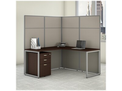 Bush Business Furniture Easy Office 66.34H x 60W L-Shaped Cubicle Panel Workstation, Mocha Cherry