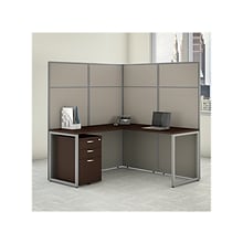 Bush Business Furniture Easy Office 66.34H x 60W L-Shaped Cubicle Panel Workstation, Mocha Cherry